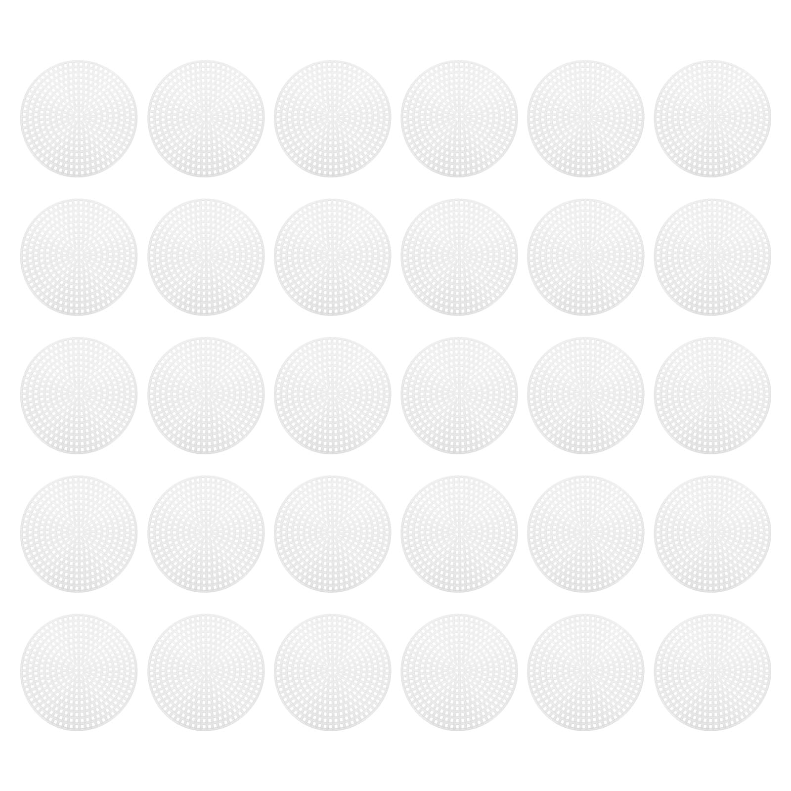 PATIKIL Plastic Mesh Canvas Sheets,30Pcs 3inch Cross Needlework Blank Yarn Crafting for Embroidery DIY Bookmarks Cup Mats, White, Round