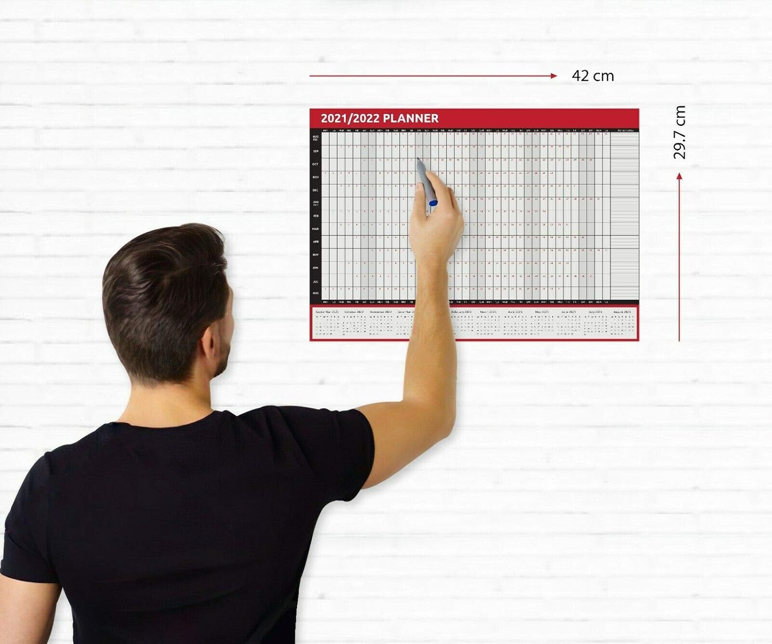 Evelay 2026 Wall Planner A3 Size (42 X 29.7cm) Full Year to View Calendar Home Office School Organiser (Red) - Made in UK - Image 4