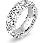 VISDIV 925 Sterling Silver Wedding Rings for Women Promise Engagement Non Tarnish Bands Rings CZ Cubic Zirconia Chunky Eternity Statement Wide Rings for Her