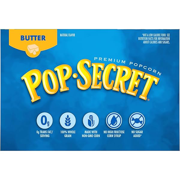 POP SECRET BUTTER MICROWAVE POPCORN 12CT (3.2OZ BAGS), 38.4OZ BOX (PACK OF 1)