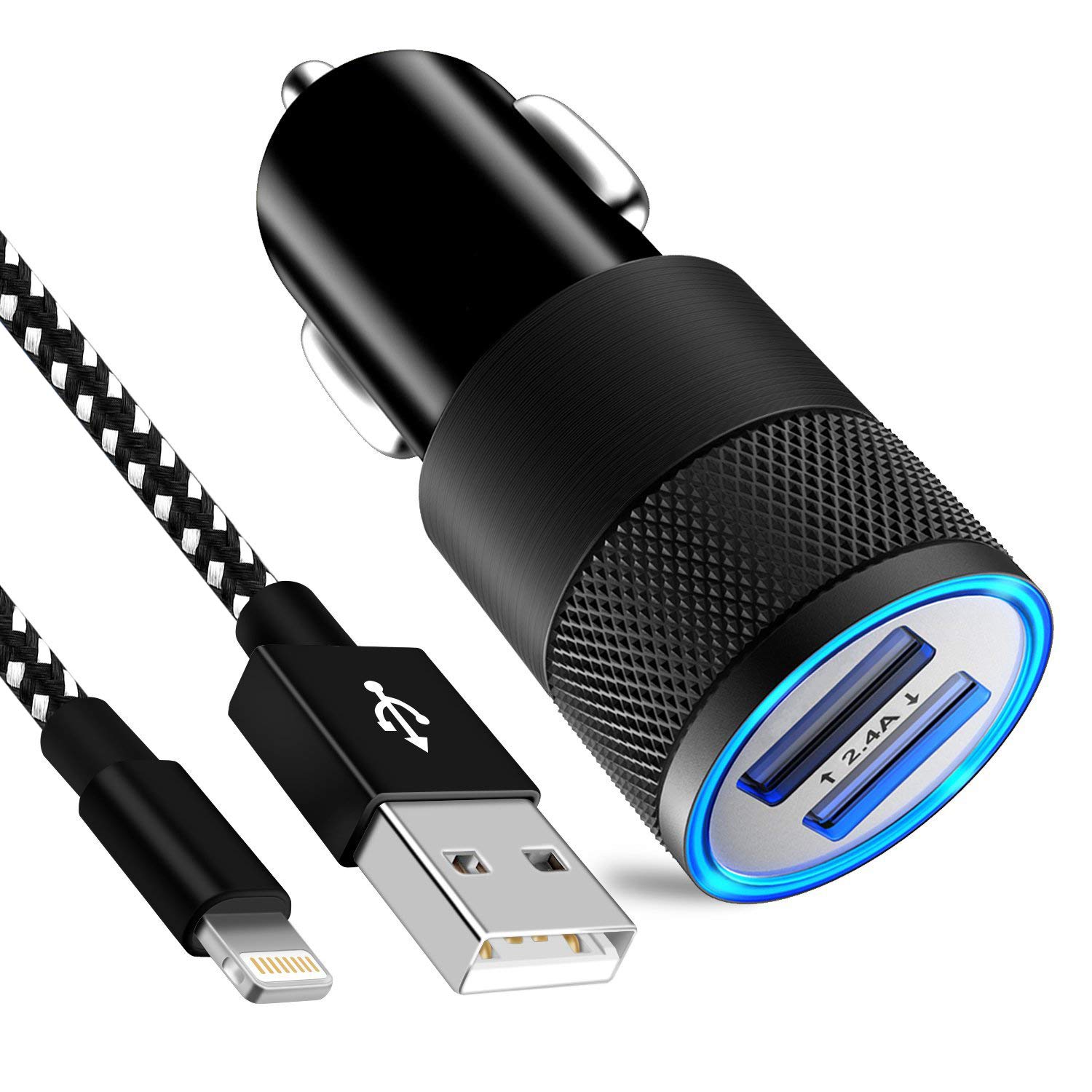 Meagoes Fast iPhone Car Charger 24W Rapid Dual USB Port Car Adapter