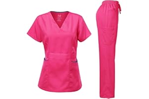 Dagacci Medical Uniform Women's Scrubs Set Stretch Ultra Soft Contrast Pocket