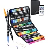 AEDAGA 80 Colors Numbered Dual Tip Brush Pens with Free App, Fine and Brush Tips Pens for Adults, Coloring Markers for Coloring Book Bullet Journaling Note Taking Planner Hand Lettering