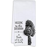 Cabana Bro Funny Poodle Bathroom Hand Towels, Black Poodle Gifts, Dog Lovers Mom Dad Gifts Decorative Hand Towels for Kids Guest Bathroom Washroom Half Bath, 16x24 Inch
