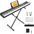 Donner Piano Keyboard 88 Keys, Beginner Digital Keyboard Piano Velocity-Sensitive Keys, Portable Electric Piano with Stand, Sustain Pedal, Carrying Case and Keyboard Stickers, DEP-1