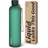Opard Slim Water Bottle 32oz, Dishwasher Safe Plastic Water Bottle BPA-Free, Leakproof Screw Top, Forest Green, Reusable for Travel School Sport Gym Hiking
