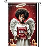 Nuxovilar Christmas Garden Flag 12x18 Inch - Angel with "Christmas Blessing" Scene Decorative Flag - Double-Sided Polyester, Fade Resistant for Outdoor Holiday Decorations