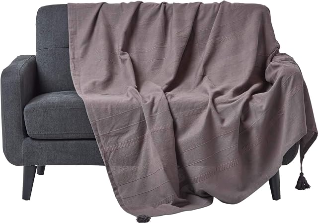 Homescapes Jeté De Lit Ou Jeté De Canapé Gris 225 X 255 Cm Collection Rajput 100 Coton