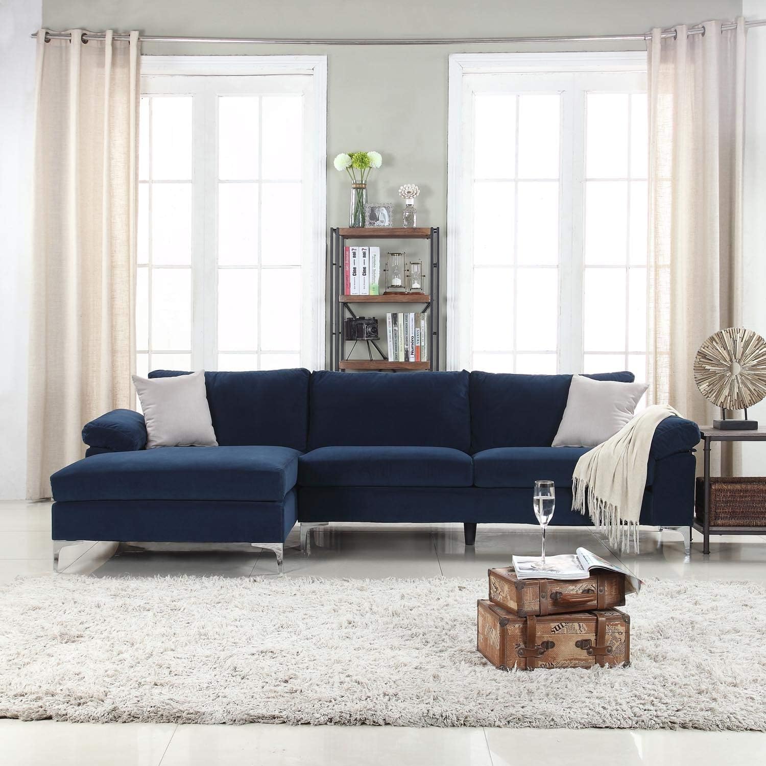 Amazon Com Divano Roma Furniture Exp116 Vlv Modern Large Velvet