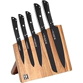 HENCKELS Noir 6 piece Knife Set with Knife Magnet Block, German Engineered