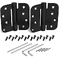 KS Hardware Mortise Spring Hinge | Automatic Self Closing Door Hinges with Complete Installation Hardware | 4" X 4" with 5/8" Radius Corners | 2 Pack, Matte Black Finish