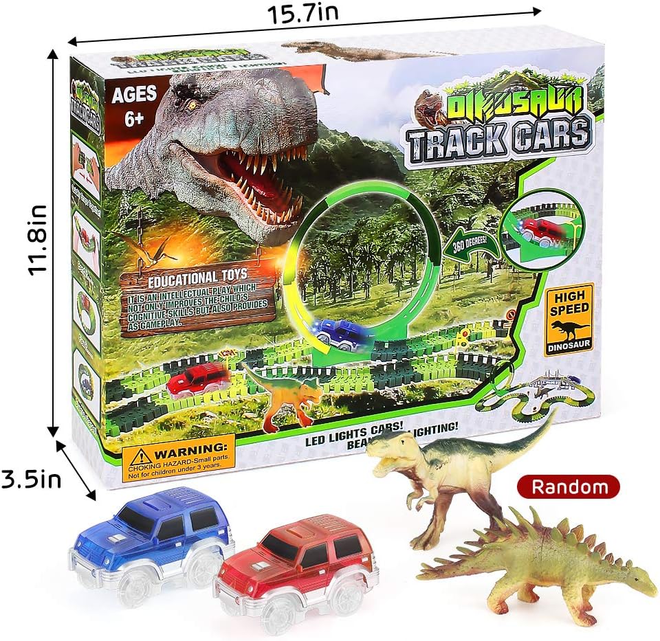 Dinosaur Toys 222pcs Race Track Toy Set 360° Stunt Loop Best Gifts for ...
