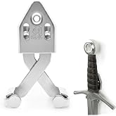 Mythrojan Metal Single Sword Wall Mount - 3 Inch Vertical Sword Display Hanger, Adjustable Multifunctional Wall Rack for Sword, Axe &amp; Knives, Decorative Wall Decor (Small)