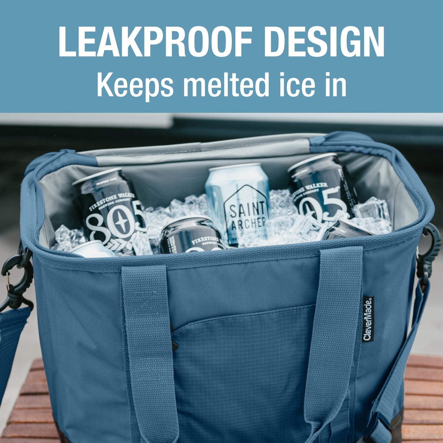 CleverMade Collapsible Insulated Cooler Bag – Leakproof Soft Folding Cooler for Beach, Travel, Car, with Shoulder Strap & Bottle Opener