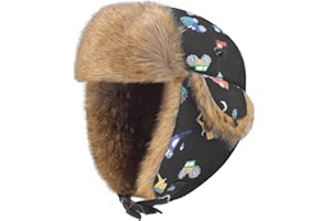 HYHFM Kids Winter Trapper Hat Outdoor Windproof Warm Hat Boys Girls Fleece Lined Ski Cap with Earflap 3T-8T
