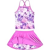 Taubow Girls Tankini Swimsuit Two Piece Bathing Suit with Adjustable Strap 3-13 Years