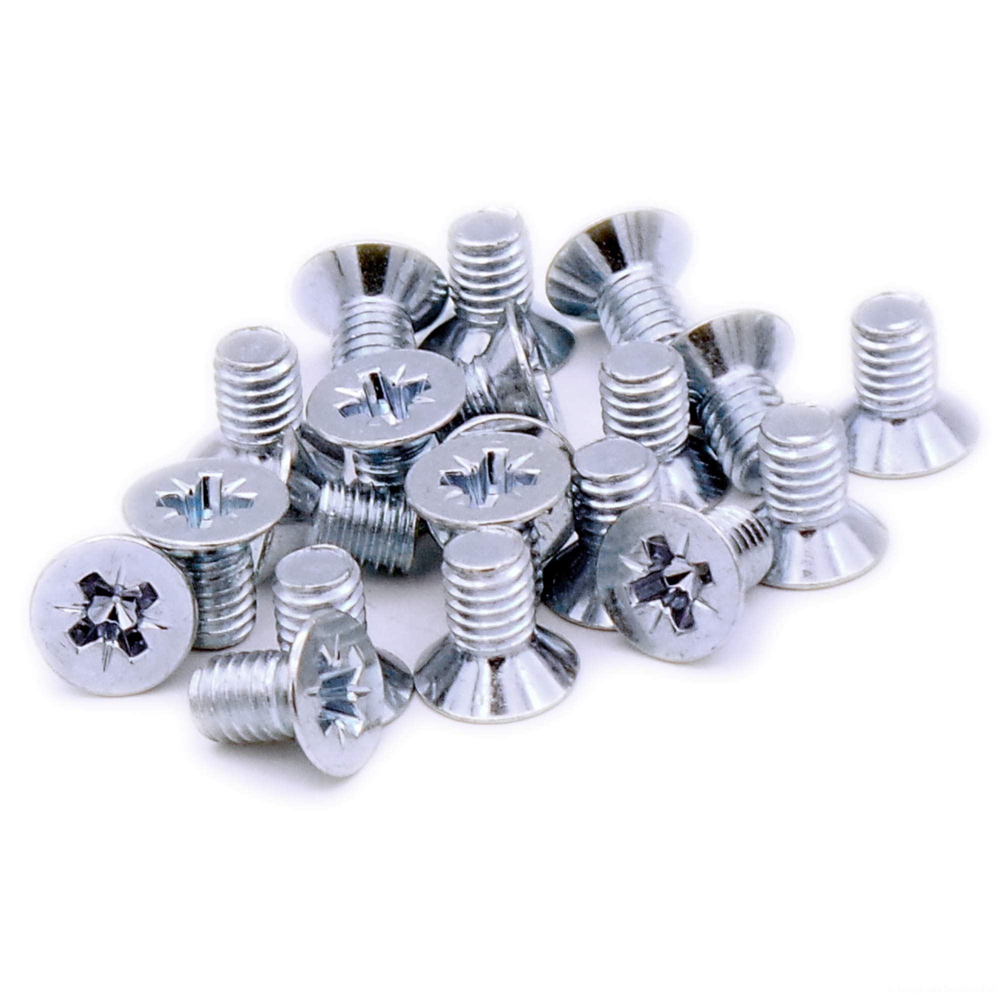 M6 (6mm x 10mm) Pozi Countersunk Machine Screw (Bolt) - Steel (Pack of 20)