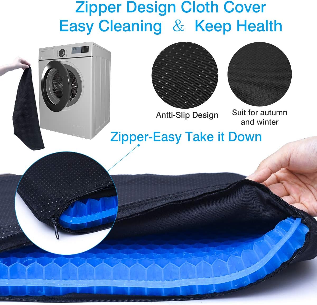YSXHW Gel Seat Cushion Breathable with Non-Slip Cover for Pressure Relief, Double Layer Egg Gel Cushion for Pain Relief, Seat Cushion for The Car,Office,Wheelchair, Durable,Portable: Home & Kitchen