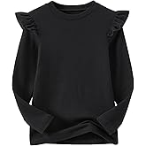 Csbks Toddler Baby Girl Soft Thick Crewneck Ruffle Tops Infant Girls Cotton Long Sleeve T-Shirt