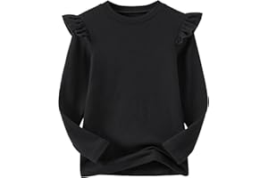 Csbks Toddler Baby Girl Soft Thick Crewneck Ruffle Tops Infant Girls Cotton Long Sleeve T-Shirt