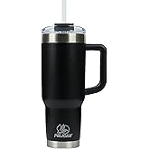 Pelican Hydration Pelican Porter™ 40 oz Vacuum Insulated Tumbler - Recycled Stainless Steel Double Wall Travel with Dual Lid, Powder Coated Insulated Coffee Mug For Hot Cold Drinks, Jet Black