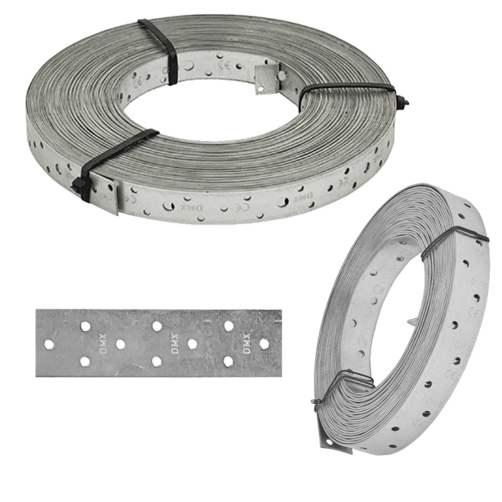 40mm x 2mm Heavy Duty Multi Purpose Galvanised Perforated Galvanised Steel Strap Fixing Band Steel Banding Perforated Tape Roll TM2 (10 Meters) K14BCD