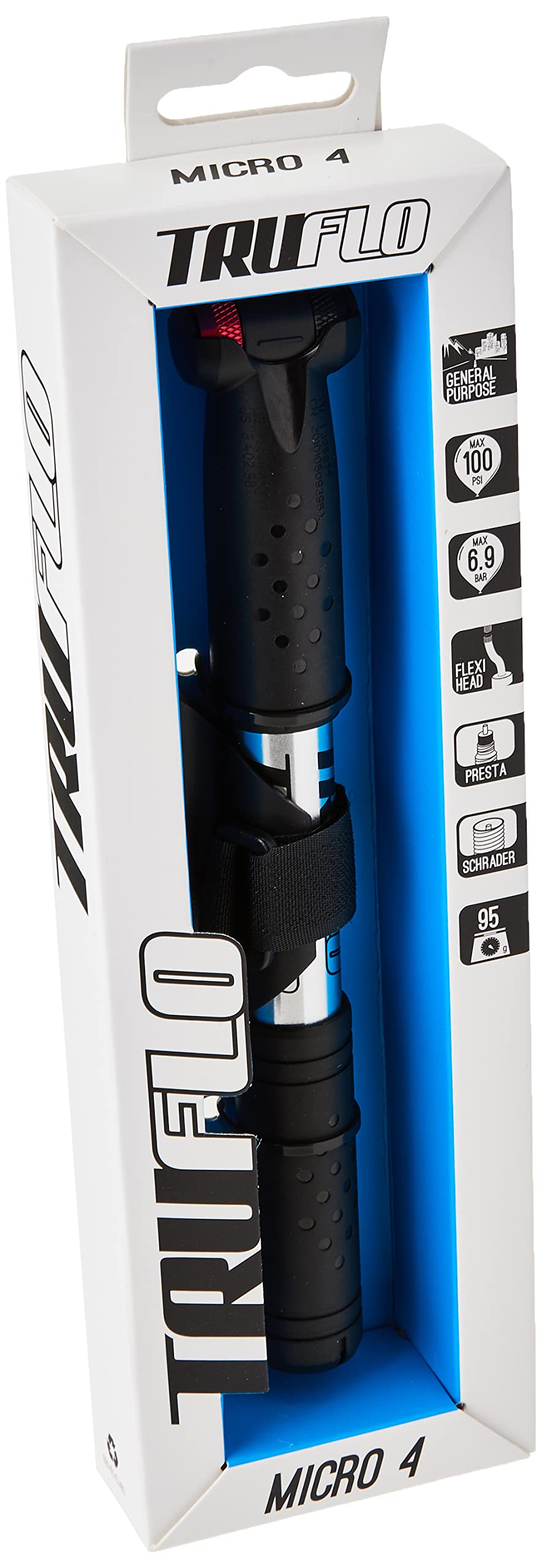 Micro 4 mini pump, flexi head for presta and schrader Silver and black