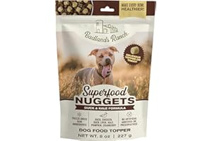 BADLANDS RANCH Superfood Nuggets – Freeze-Dried Raw Dog Treat & Food Topper, Nutrient-Dense Duck & Kale Formula, High Protein, No Artificial Additives, 8oz Bag