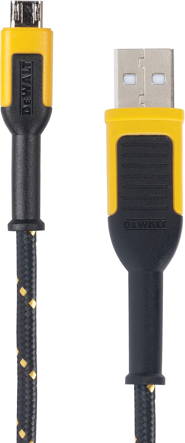 DEWALT Reinforced Braided Cable for Micro-USB, 10 ft.
