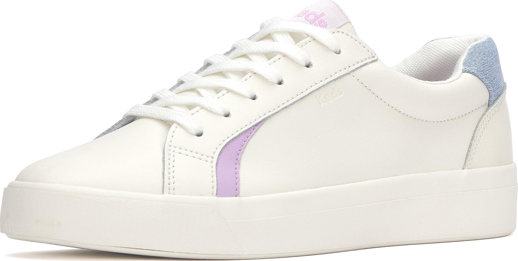 Keds Pursuit Lace Up Fashion Sneaker, Snow White/Light Blue, 13