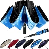 LLanxiry Compact Travel Umbrella, 44" Canopy, Automatic Open/Close Windproof Umbrella, 210T Pongee, 8-Rib Fiberglass, Travel Size Mini, Portable Rain/Sun Umbrellas UPF 50+ with Cover