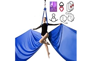 SYCYKA Deluxe Aerial Silks Equipment Set - 11 Yards Aerial Yoga Hammock Swing for Acrobatic, Circus Arts, Dance (L:10m W:2.8m)