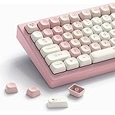 Womier Keycaps - Pink Cute PBT Keycaps MOA Dye-Sublimation 60 65 75 100 Percent, Custom Key caps Set for 61/64/68/84/87/100/104/108 Cherry MX Mechanical Keyboard (Pink)