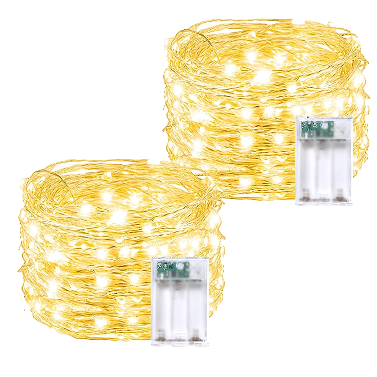 Photo 1 of 2 Pack 20FT 60LED Battery Operated Fairy Lights with Timer, Waterproof Battery String Lights Outdoor Indoor, Battery Twinkle Light for Bedroom Wedding Birthday Party Chirstmas (Warm White)