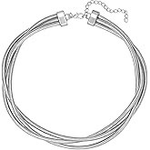 SPARKLAURA Chunky Gold Layered Choker Necklace for Women, Trendy Gold Plated Multilayer Twisted Thin Snake Chain Layering Collar Statement Necklaces Simple Jewelry Gifts