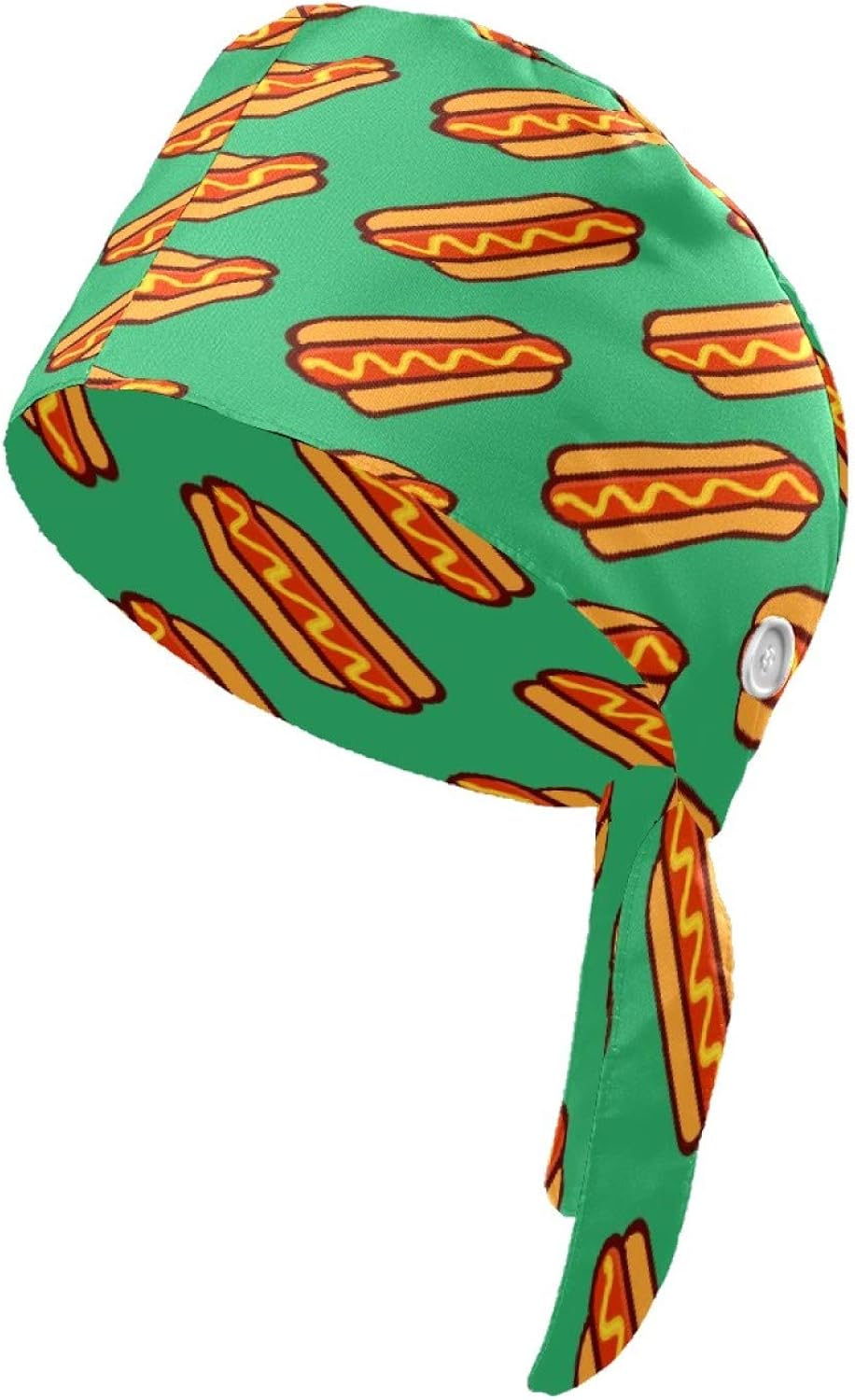 Working Cap Fast Food Hotdogs Yummy Green Printed Upgrade Sweatband Adjustable with