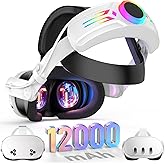BROKELIT RGB Head Strap with Battery for Meta Quest 3S/Quest 3, 12000mAh Battery Pack for Extended 8H of Playtime, Fast Charging VR Power, Adjustable Elite Strap Enhanced Support and Balance in VR