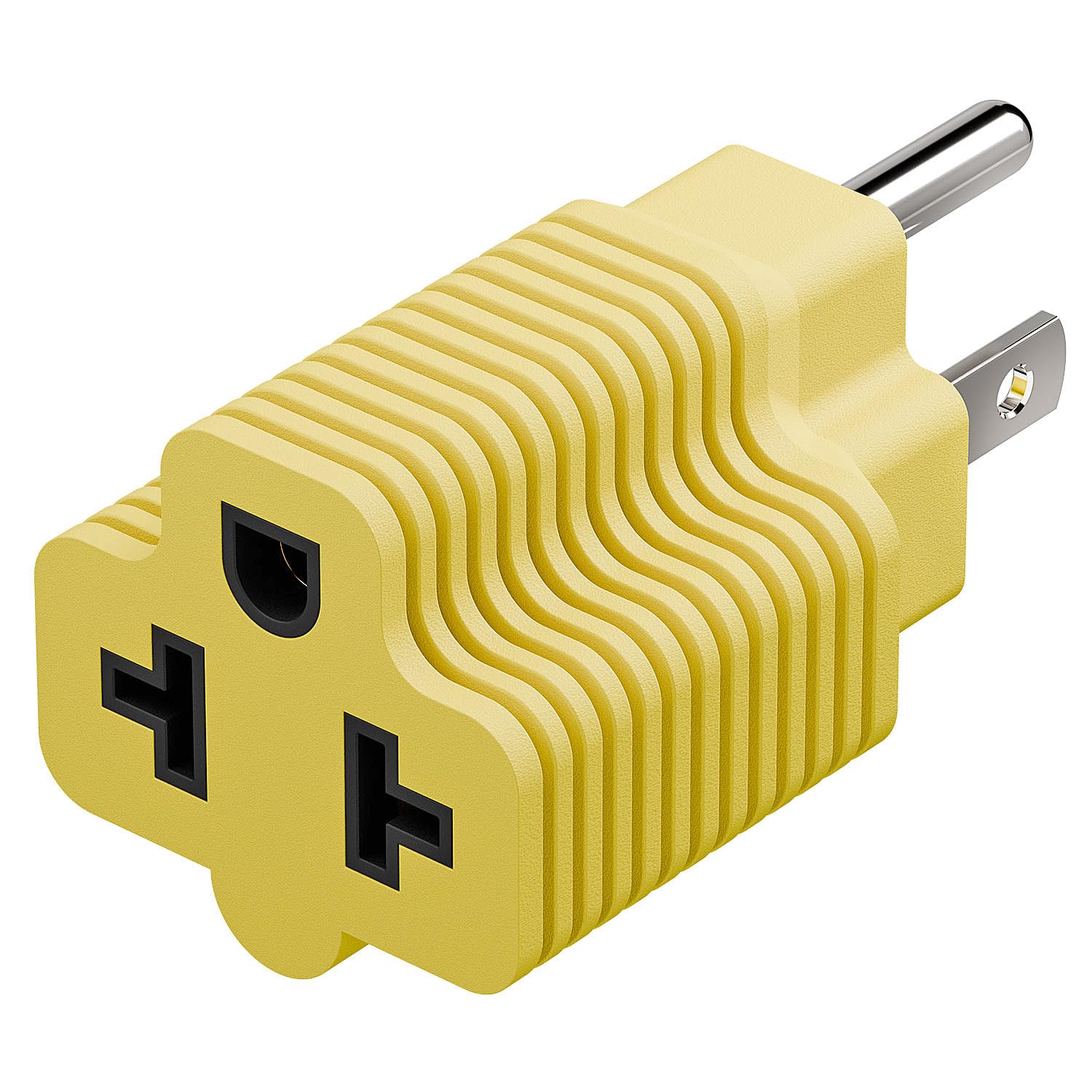 Photo 1 of [4-in-1] 15 Amp Household AC Plug to 20 Amp T Blade Adapter,5-15P to 5-20R,5-15P to 6-15R,5-15P to 6-20R, 4 in 1 AC Power Adapter,15A 125V to 20A 250V Adapter (Yellow, 1)
