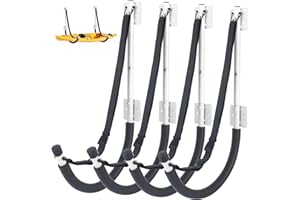 BALAVA Kayak Storage Rack 4 Pack,Kayak Wall Mount,Kayak Rack for Garage with Elastic Adjustable Strap,Heavy Duty Kayak Hanger Kayak Hook for Hanging Bicycle Surfboard Snowboard Kayaks Canoe(6 Colors)