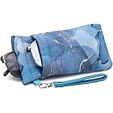 Face Shadow Double Glasses Case Soft Eyeglass Case For Women Men Squeeze Top Sunglasses Case With Cleaning Cloth