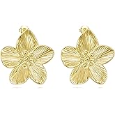 14K Gold Earrings Brushed Large Stud Earrings Statement Hypoallergenic Trendy Jewelry Valentines Day Gifts for Women