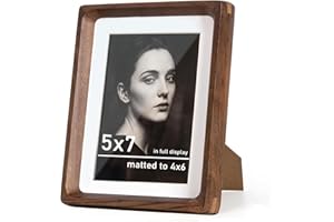 Yolwatti 5x7 Picture Frames with mat to 4x6 Natural Walnut,Original Wood Handmade Crafted Photo Frame,Wedding,Life,Office,Fam