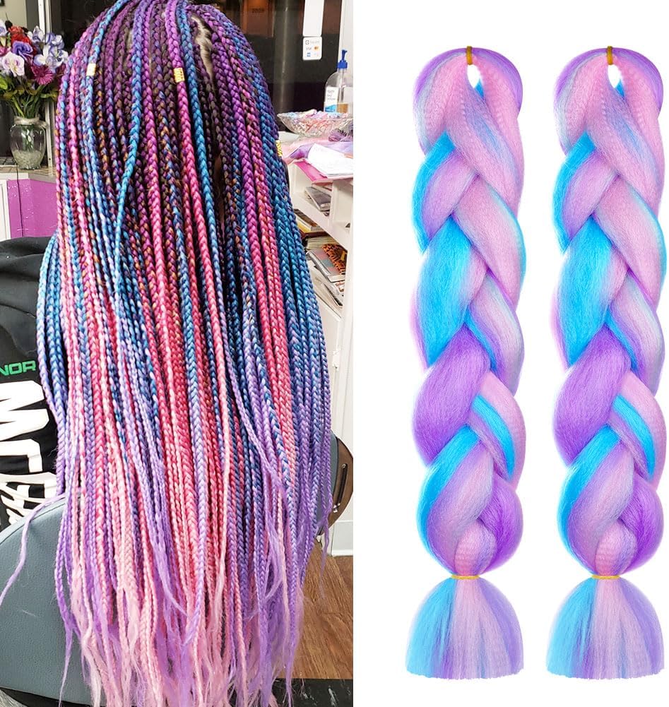 Aomig Braiding Hair Extensions 2Pcs 4 Color Jumbo Braids 122cm High Temp Wire