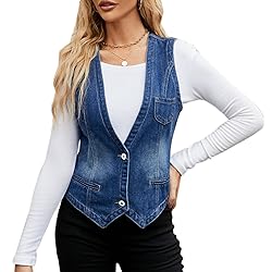Ladyful Women's Classic Crop Denim Waistcoat Vest