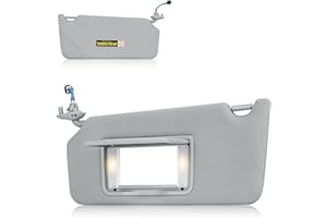 Left Driver Side Sun Visor with Vanity Light Fit for Honda Accord 2008-2017, Replace for 83280TA0A91ZB, Gray