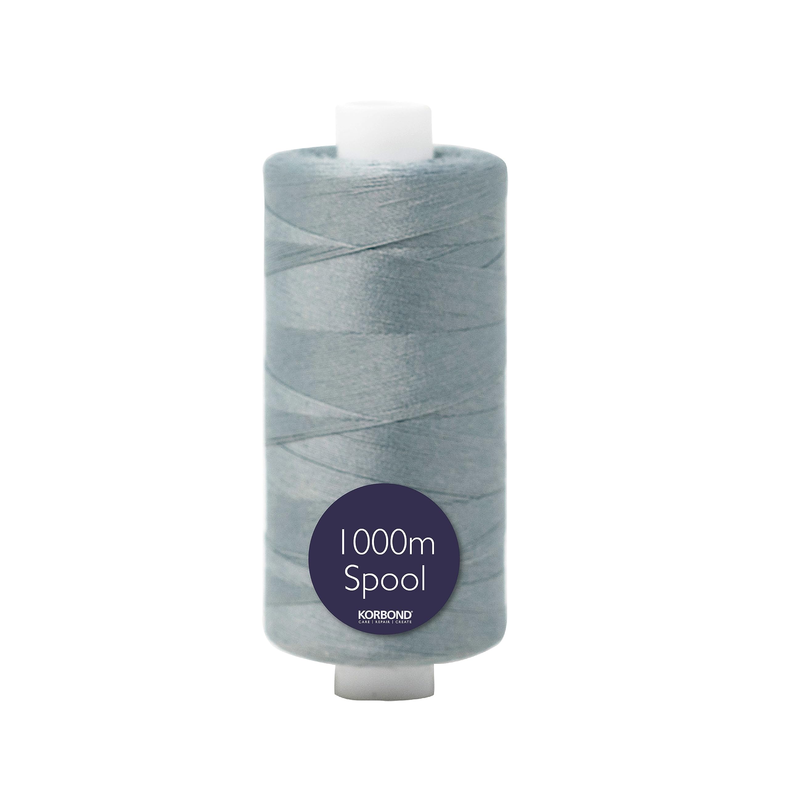 Korbond Sewing Thread - 1000m Polyester Coated Grey Thread – Sewing, Stitching and Quilting — image 1