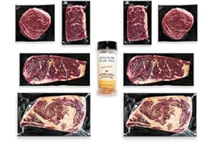 Aged Angus 10oz Ribeye, 8oz NY Strip, 5oz Filet Mignon, 6oz Top Sirloin by Nebraska Star Beef - Prestige - Hand Cut and Trimmed Steaks Gift Packages - Gourmet Steak Delivered to Your Home, Includes Signature Seasoning