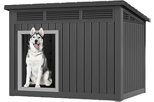 Fancyango Large Dog House for Indoor & Outdoor - Weatherproof & Removable Roof, Fits Small to Large Dogs (42.8" L x 33" W x 31.5" H) - Black