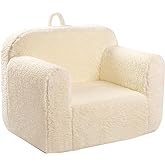 MOMCAYWEX Kids Snuggly-Soft Sherpa Chair, Cuddly Toddler Foam Chair for Boys and Girls, Cream