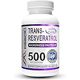 MAAC10 Trans Resveratrol 500mg Supplement (Micronized Pharmaceutical Grade 99% Pure Trans-Resveratrol Extract + BioPerine for Superior Absorption) (2X 250mg Capsules 60ct)